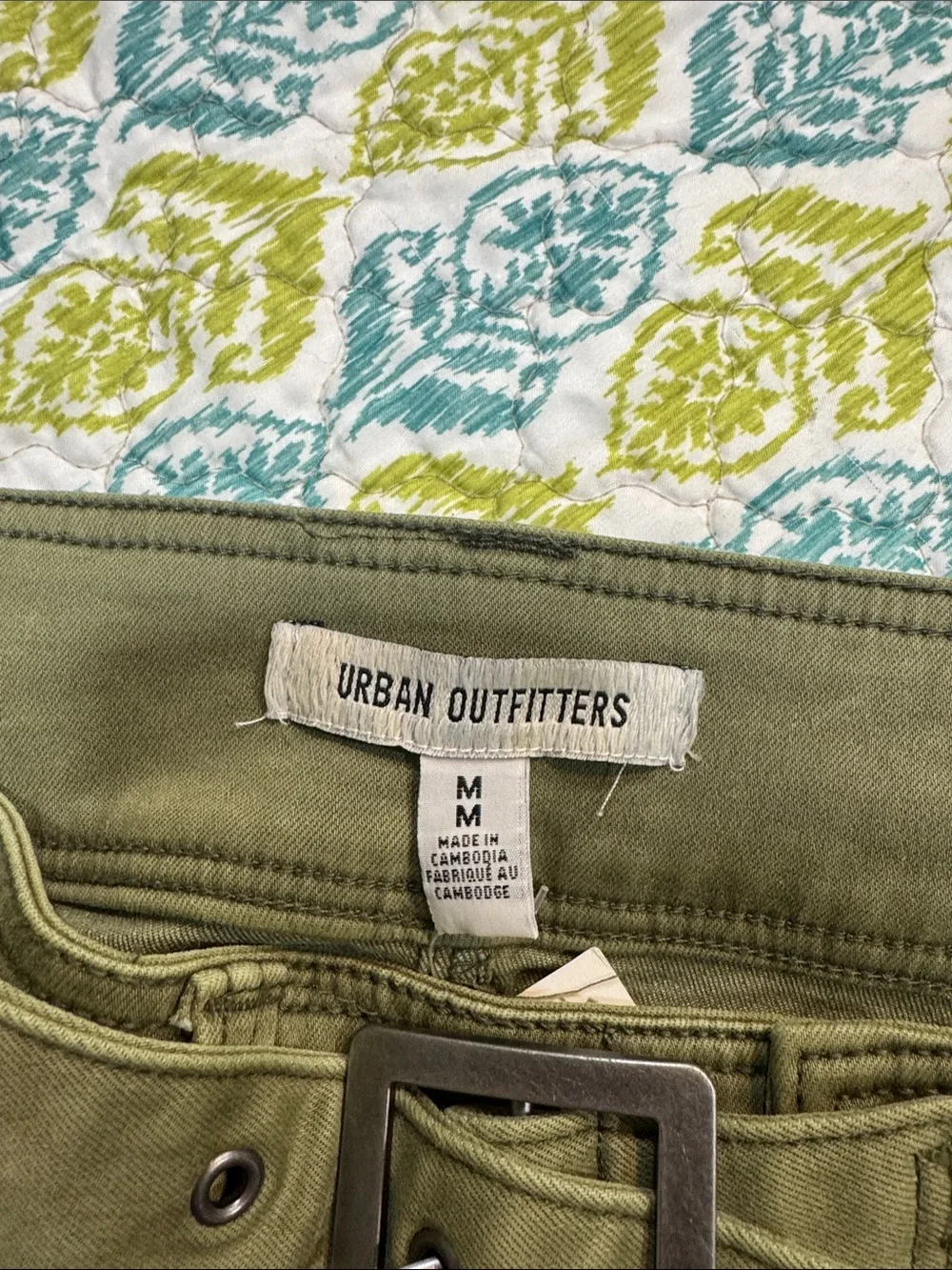 Olive Green Cargo Mini Skirt with Belt